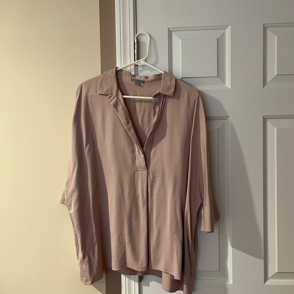 COS blush  3/4 Sleeve Polo Collar Blouse